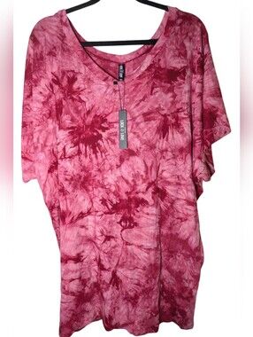 Lock & Love Pink Magenta Tie Dye Dolman Sleeve Tunic Top NWT XXL